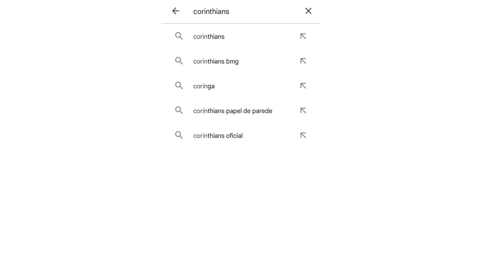 Busca por Corinthians na Play Store