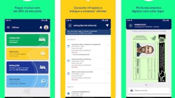Tela de principais funções do Carteira Digital de Trânsito