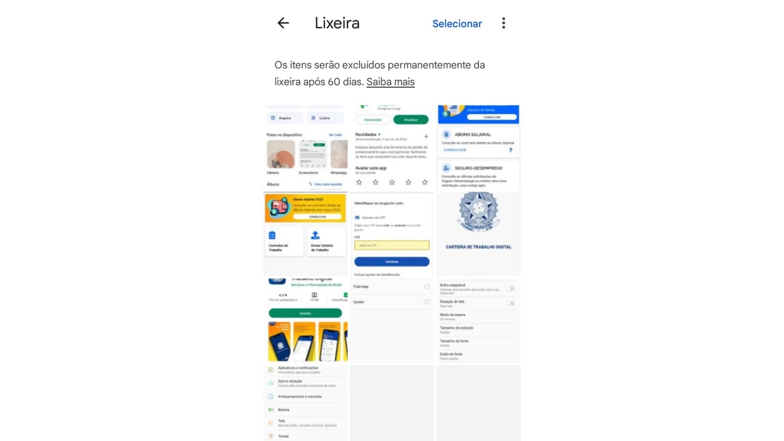 Lixeira do Google Fotos