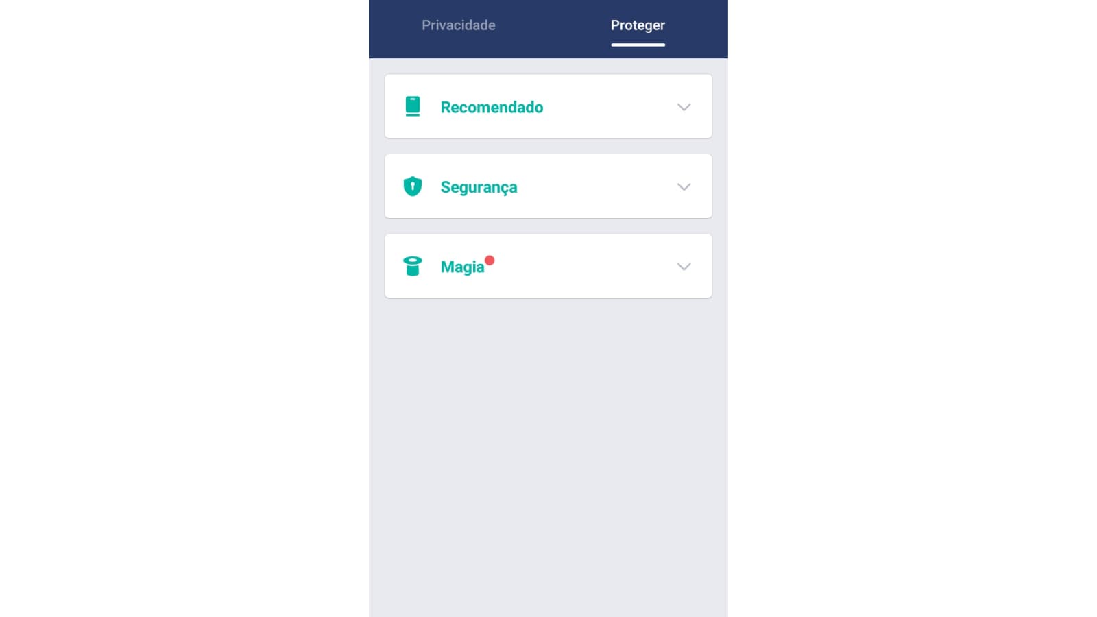 Tela da aba proteger do AppLock