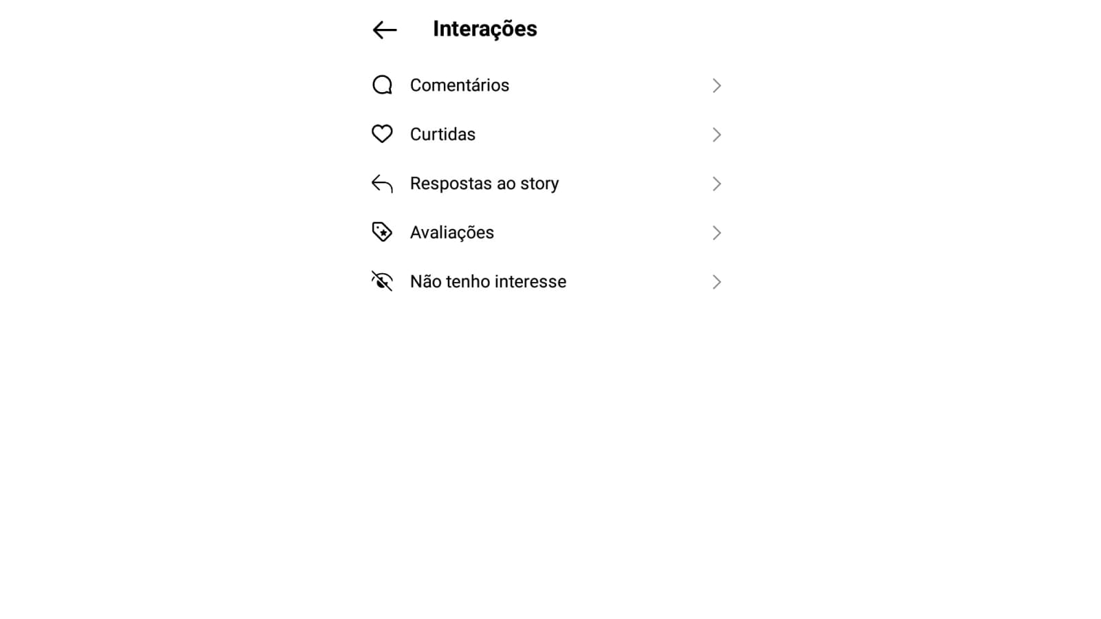 Tela de configurações de curtidas do Instagram