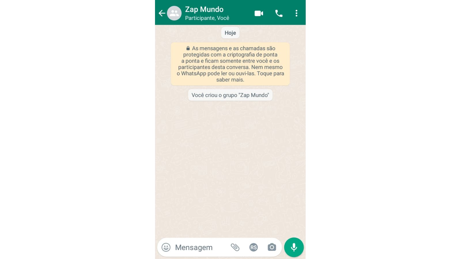 Tela de conversa de grupo de WhatsApp