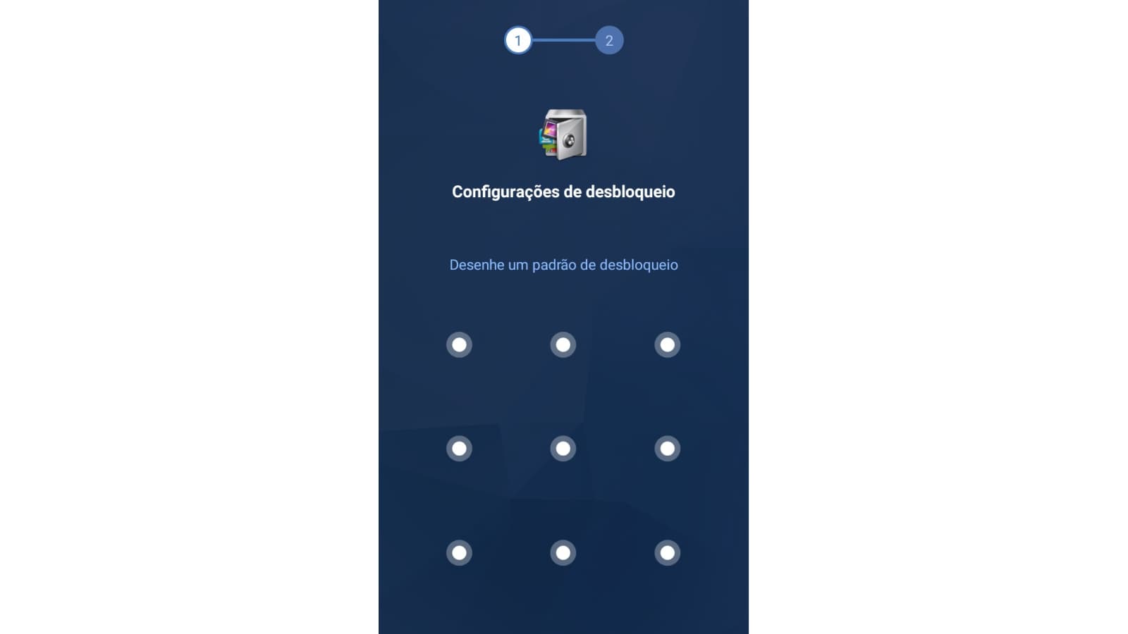 Tela de criação de padrão de segurança do AppLock