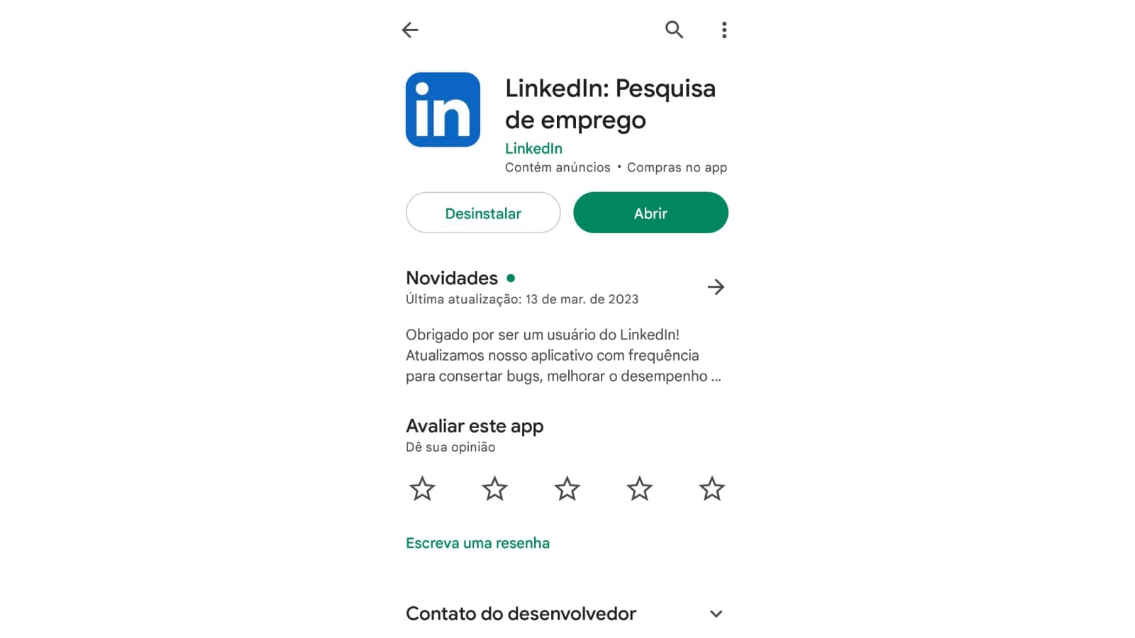 Tela de download do Lindekin na Play Store