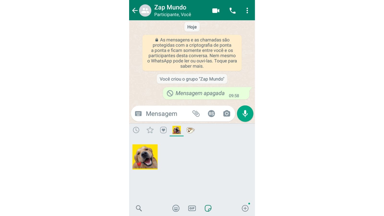 Tela de envio de figurinha do Sticker.ly no WhatsApp
