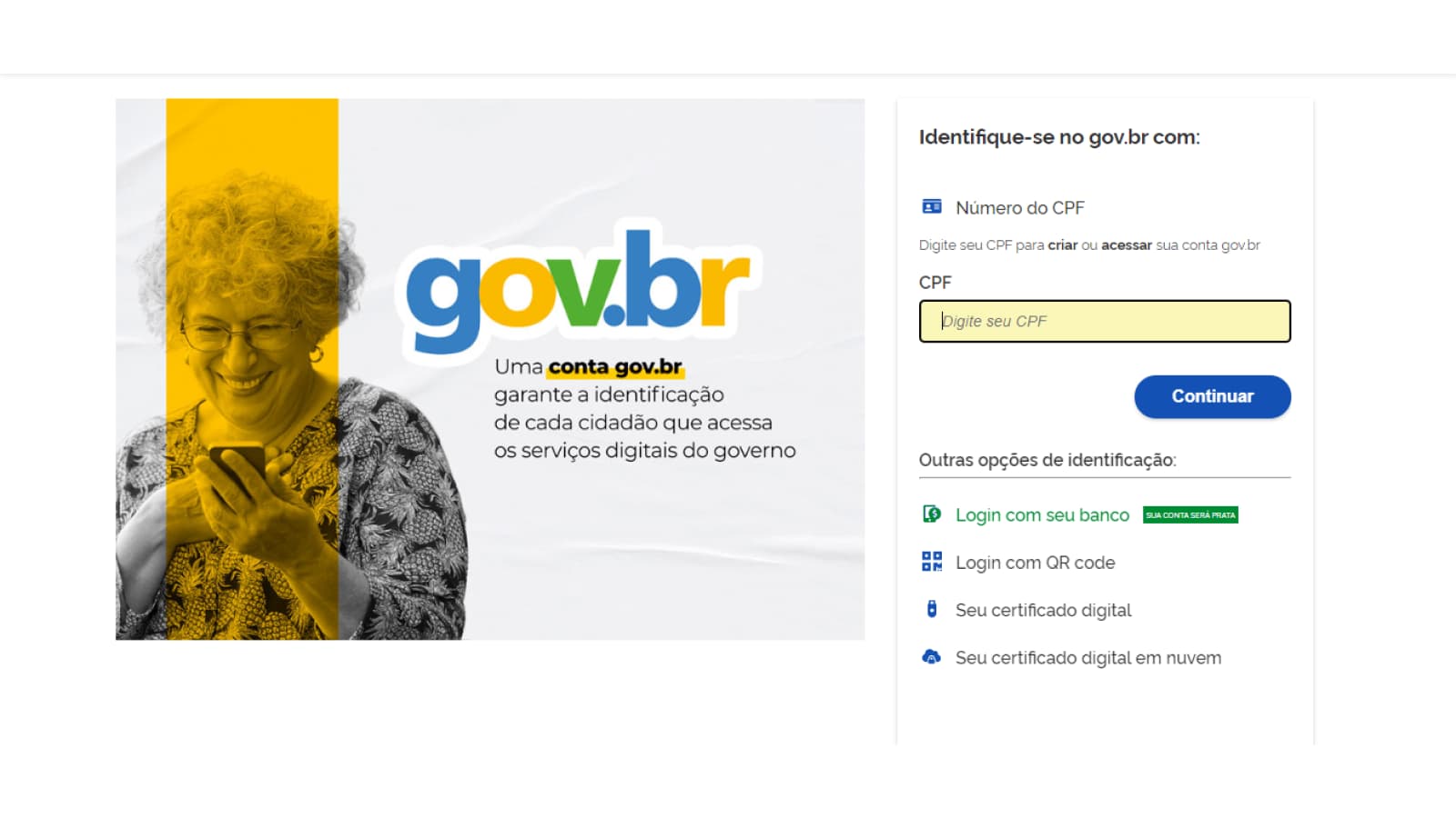 Tela de login do gov.br