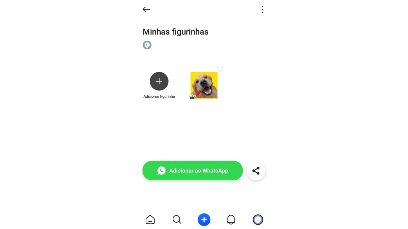Tela de minhas figurinhas do Sticker.ly
