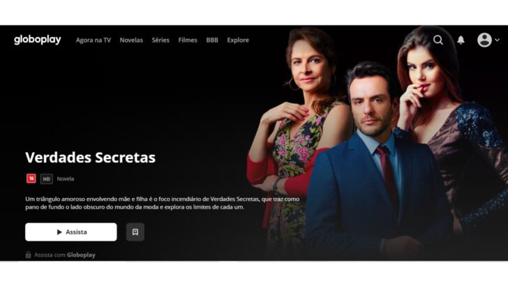 Tela inicial Verdades Secretas no Globoplay