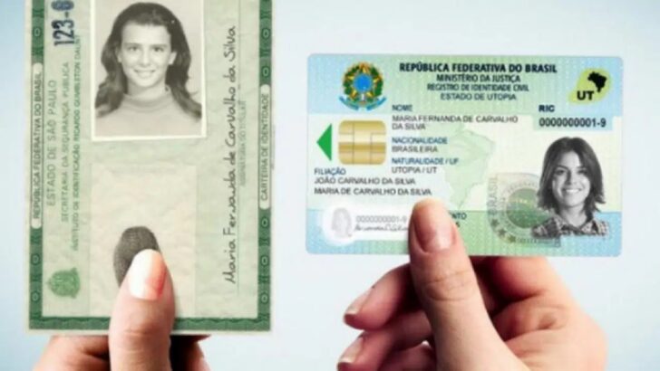 Carteira de identidade antiga e nova carteira de identidade