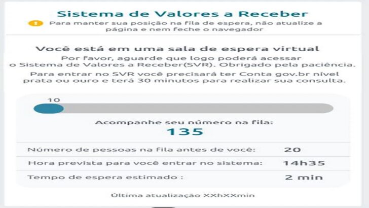 Se você possuir valores a receber, você será direcionado para uma nova página do SVR. 