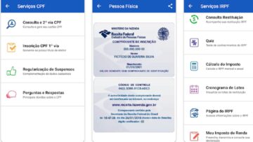 Tela de principais funções do Pessoa Física (CPF digitial)